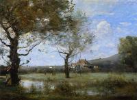 Corot, Jean-Baptiste-Camille - Meadow with Two Large Trees